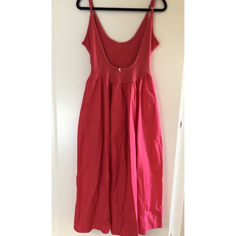 Free People Dylan Midi Open Back Dress Miami Beet Pink Size Small - Picture 6 of 9